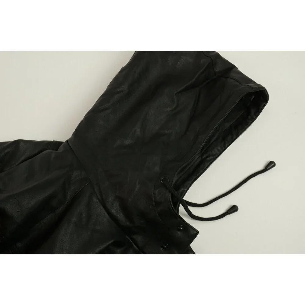 New Weatherproof Men's S / L / XL Black Faux Leather Sherpa Lined Hooded Jacket